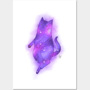 Galaxy Cat (white background) Posters and Art